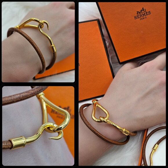 Hermès Brown Leather Hook Bracelet - Picture 14 of 15
